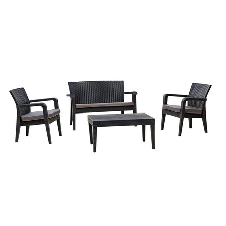 Rainbow Outdoor Alaska 4 Piece Seating Set with Cushions-Anthracite RBO-ALASKA-ANT-4PC-CUSH